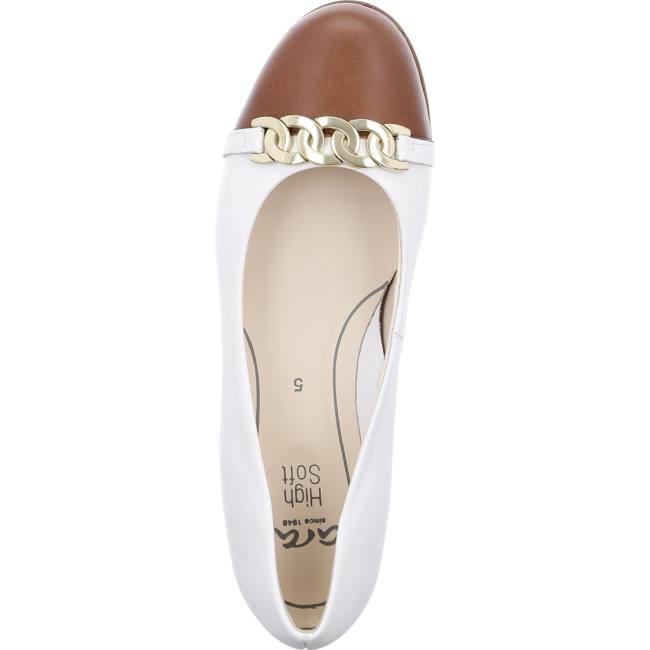 Ara Ballet Pumps Sardinia Cognac Ženske Balerinke Bijele | ARA843QSV